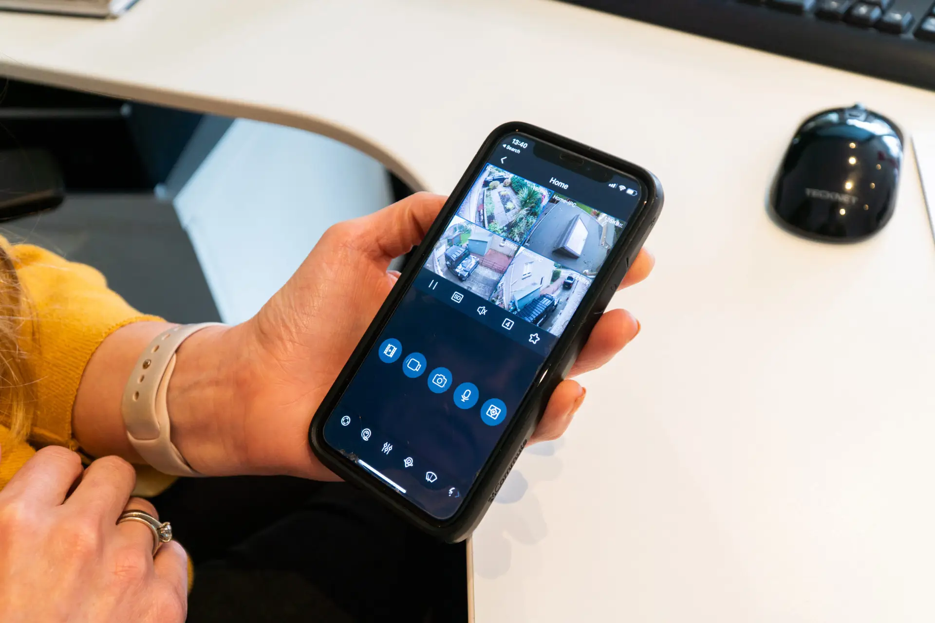 Viewing CCTV images on a smartphone in Safe Simple Secure offices.